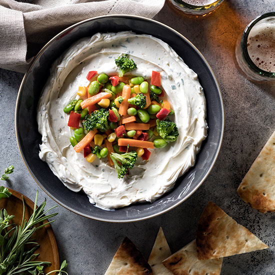 Drunken Goat cheese veg dip