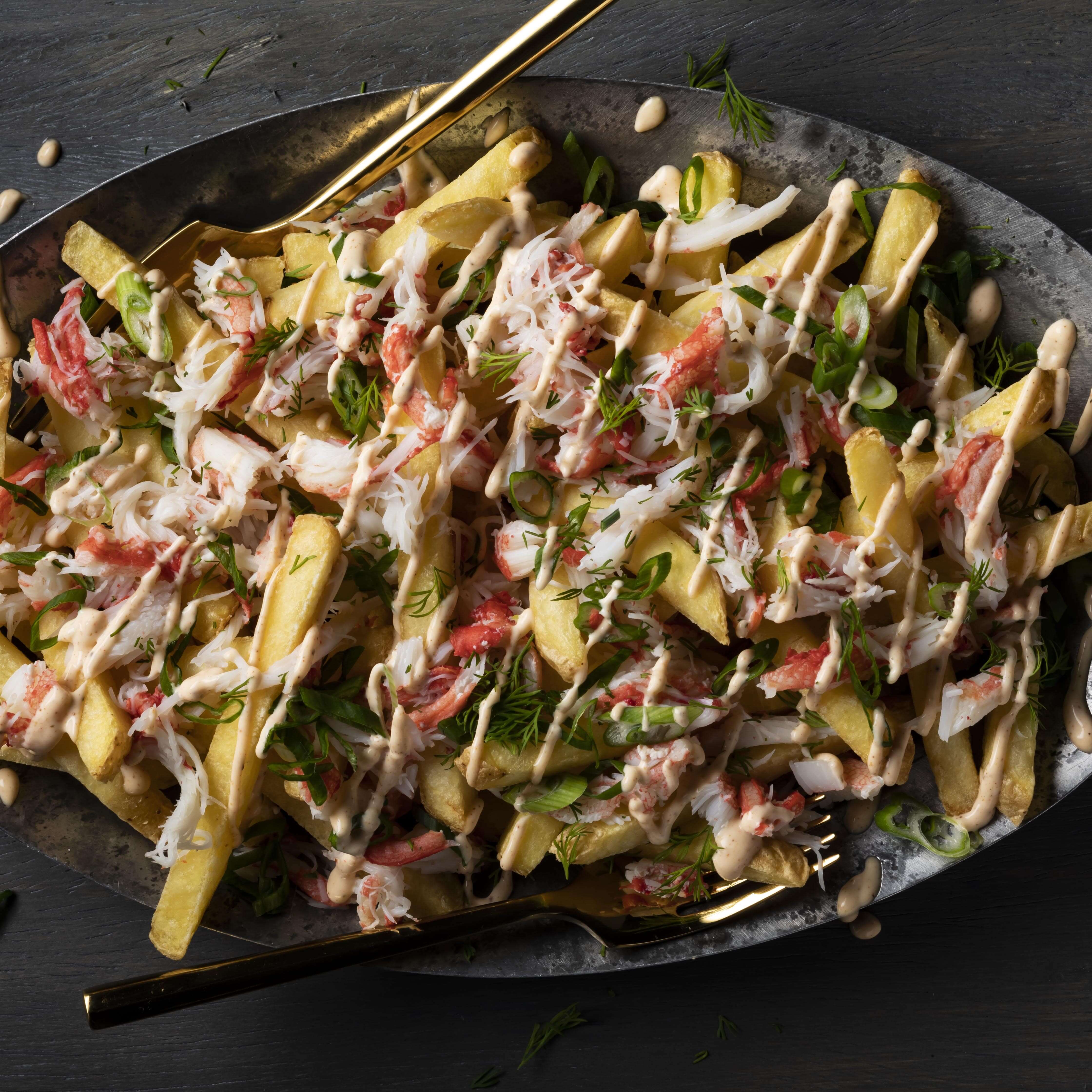 Loaded Fries with Crab and Smoked Paprika Aioli